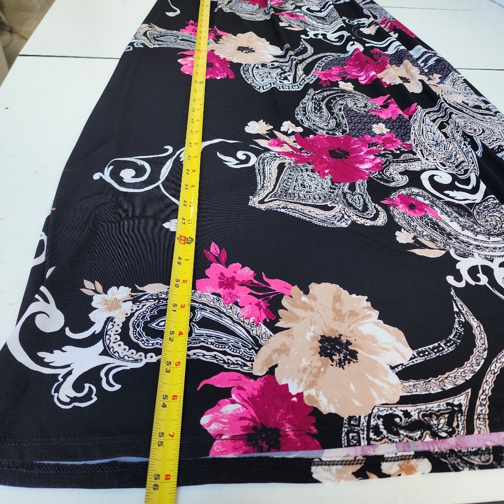 White House Black Market Maxi Dress Sleeveless White Pink WHBM Stretch Jersey L - Picture 12 of 13